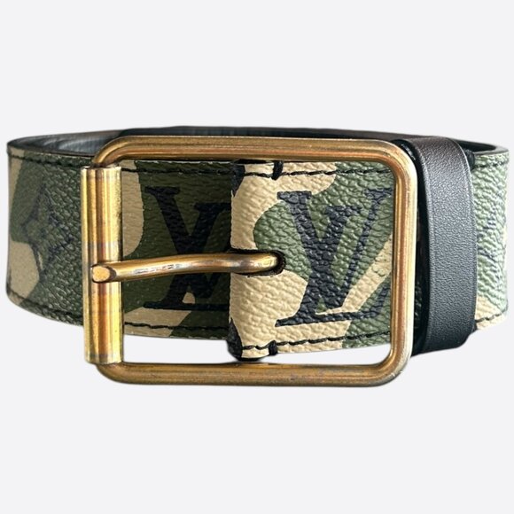 Louis Vuitton Takashi Murakami Green Camouflage Monogram Belt